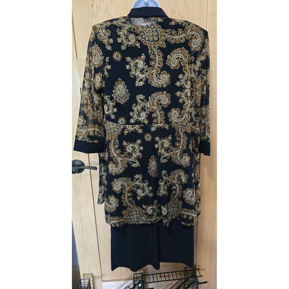 2-Piece Navy Dress  Gold Paisley Jacket - Size 8 - Made In USA elegant classic - Picture 8 of 16